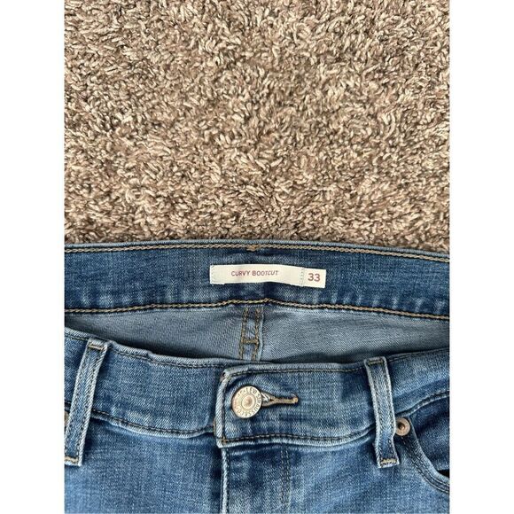 Levi’s Curvy Bootcut Blue Denim Jeans Medium Wash Women’s W33 L32 Mid Rise Flare - Picture 8 of 13